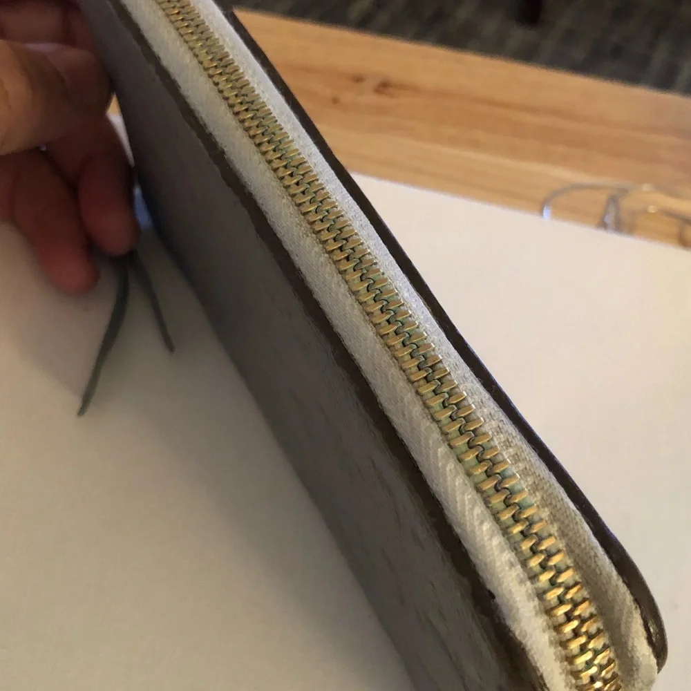 Louis Vuitton Slate Blue Embossed Monogram Zip Wallet